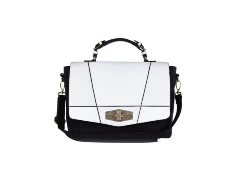 BLACK AND WHITE GEOMETRIC PANEL SATCHEL(River Island)