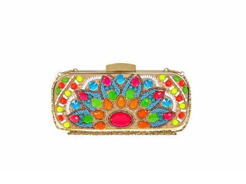 Gold tone bright gem stone box clutch bag(River Island)