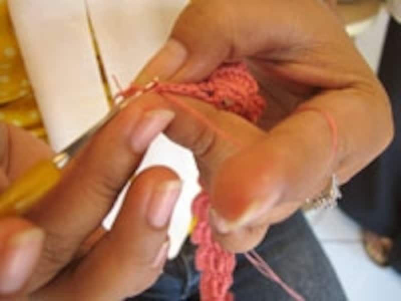 かぎ針編みの手作業