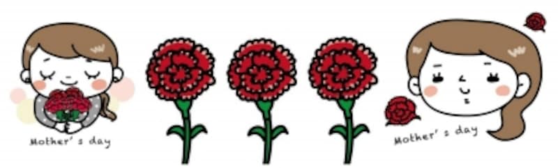 お母さんやカーネーションのイラストカット