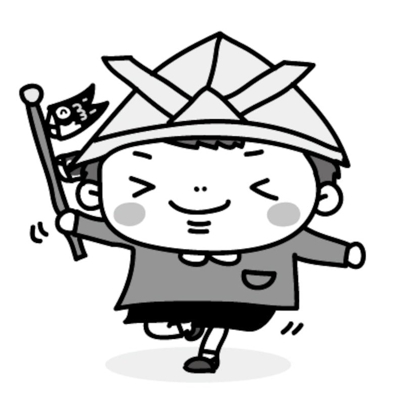 男の子　こどもの日　イラスト　白黒　かわいい
