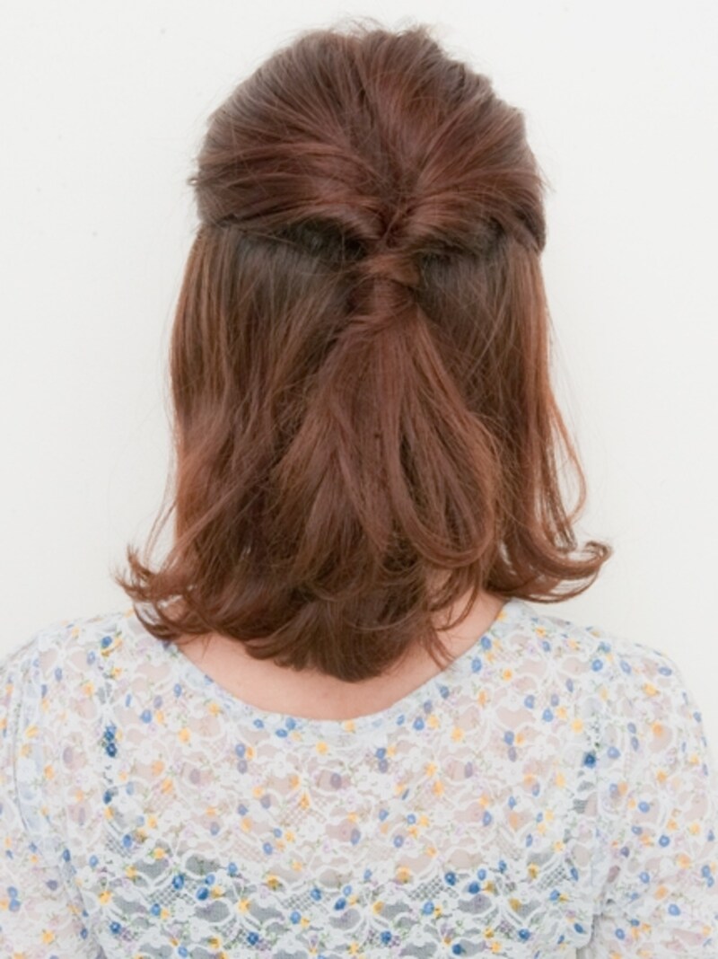 簡単ハーフアップボブ