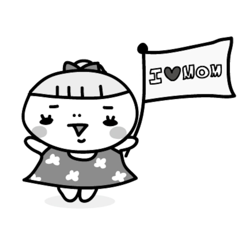 女の子 母の日 イラスト 白黒 かわいい