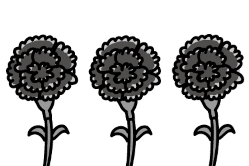 カーネーション 母の日 イラスト 白黒 かわいい