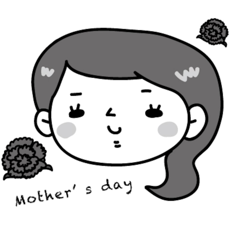 お母さん 母の日 イラスト 白黒 かわいい
