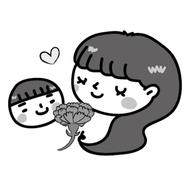 親子 母の日 イラスト 白黒 かわいい