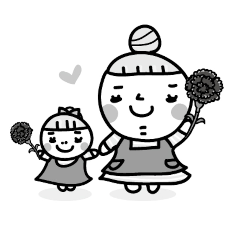 親子 母の日 イラスト 白黒 かわいい
