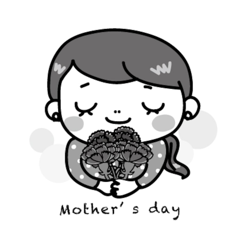 お母さん 母の日 イラスト 白黒 かわいい