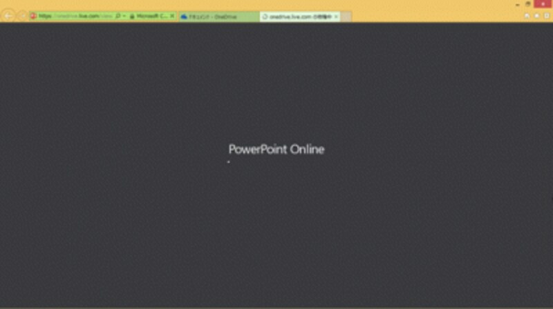 「PowerPointOnline」の準備中のメッセージが表示されると・・・