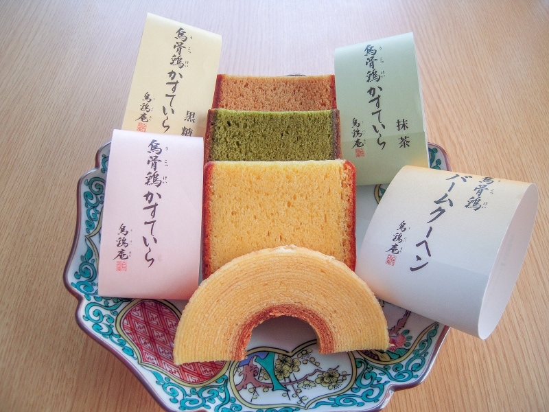 烏骨鶏かすていら、烏骨鶏プリン、烏骨鶏バームクーヘン@烏鶏庵