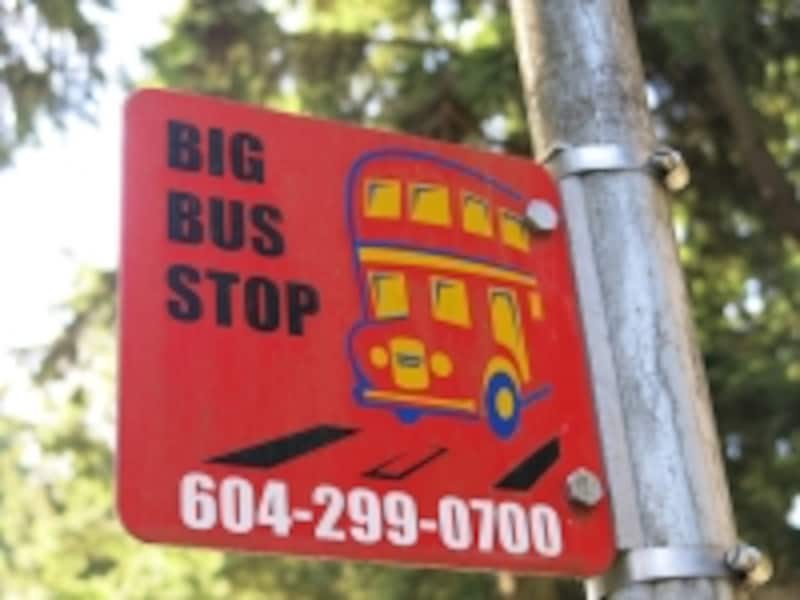 ほとんどの停車場所には、このような看板あり。繁忙期には、バス停によってはスタッフが常駐