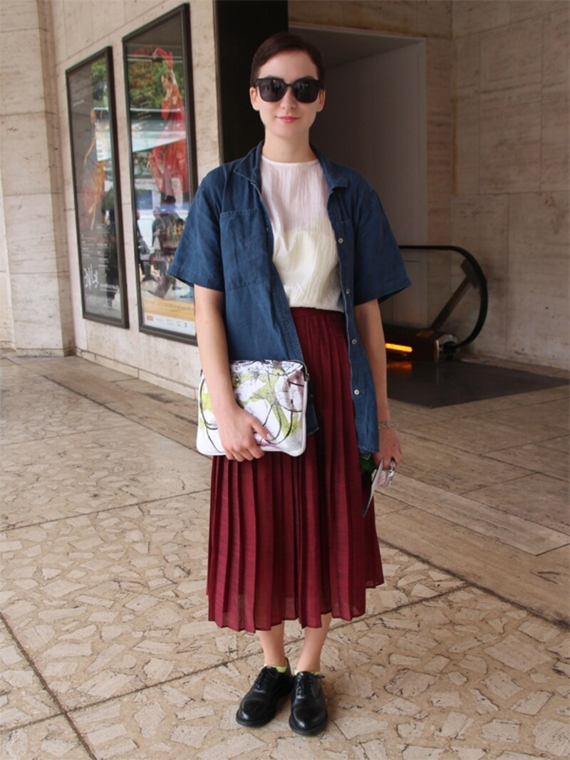 ミモレ丈スカート+ソックス