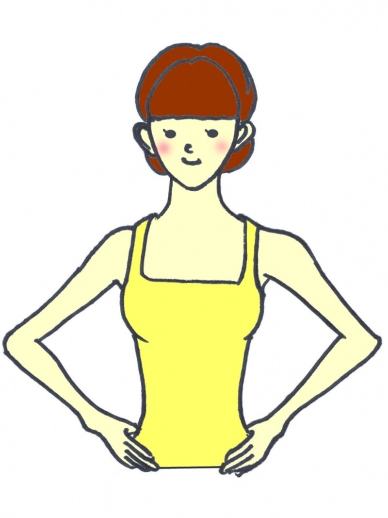 息を吸い、背を高く意識しながら元の姿勢へ