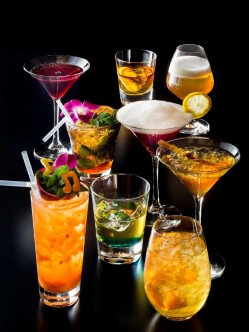 バタドラムとジャズをイメージした9種類のカクテル（各1500円／消費税込・サービス料別）はライブの日限定で登場