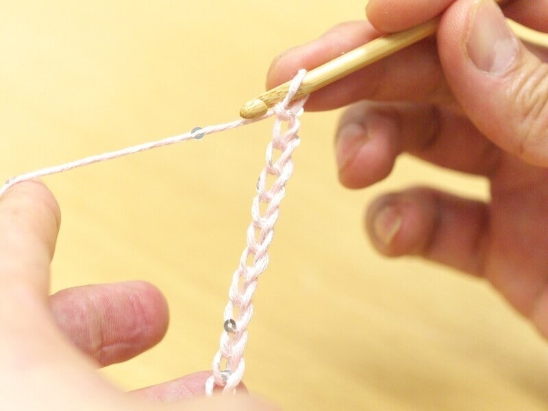 アフガン針で鎖編み17目