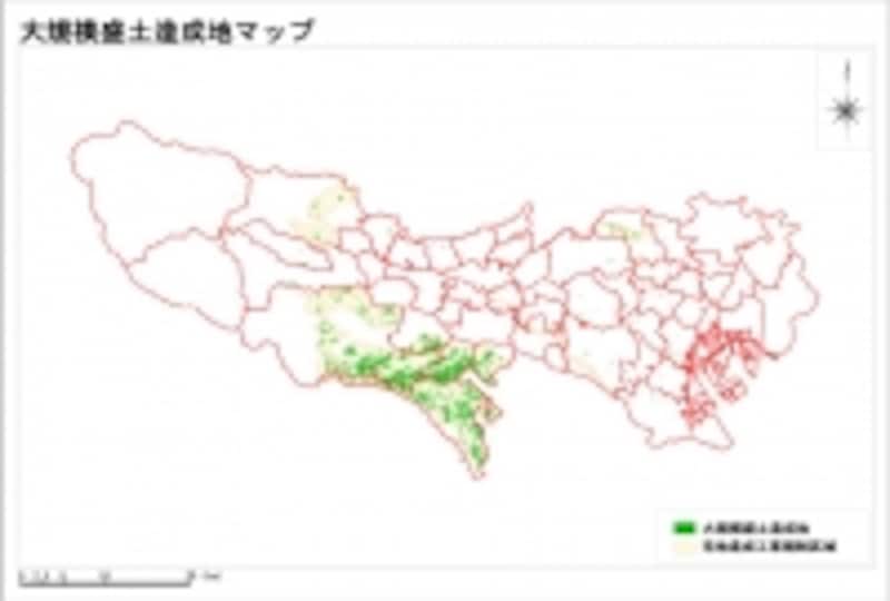 東京都の「大規模盛土造成地マップ」が公表された。詳しくは次ページで（出典：東京都環境整備局）
