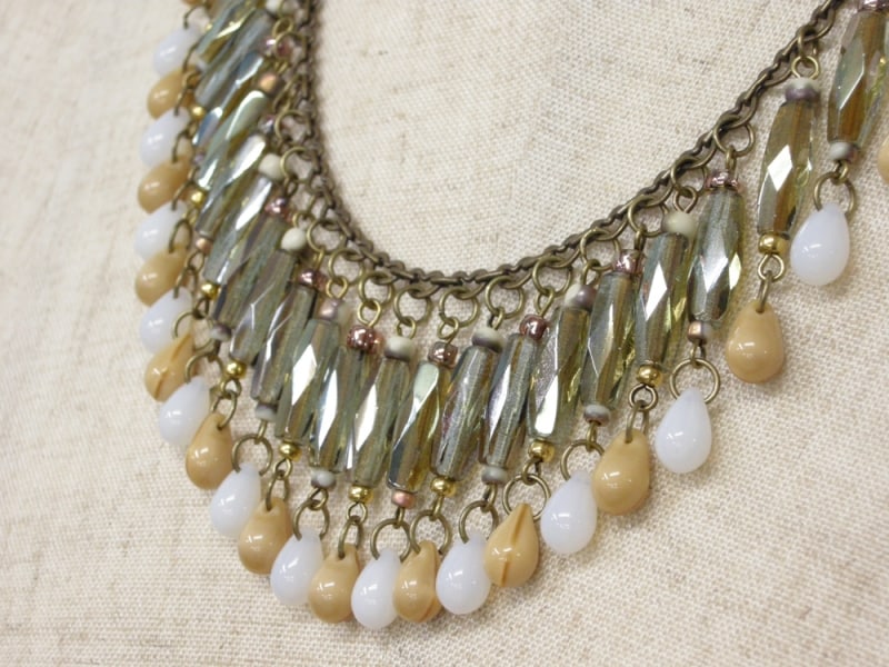 ハートチェーンとビーズで作るオリエンタルネックレス