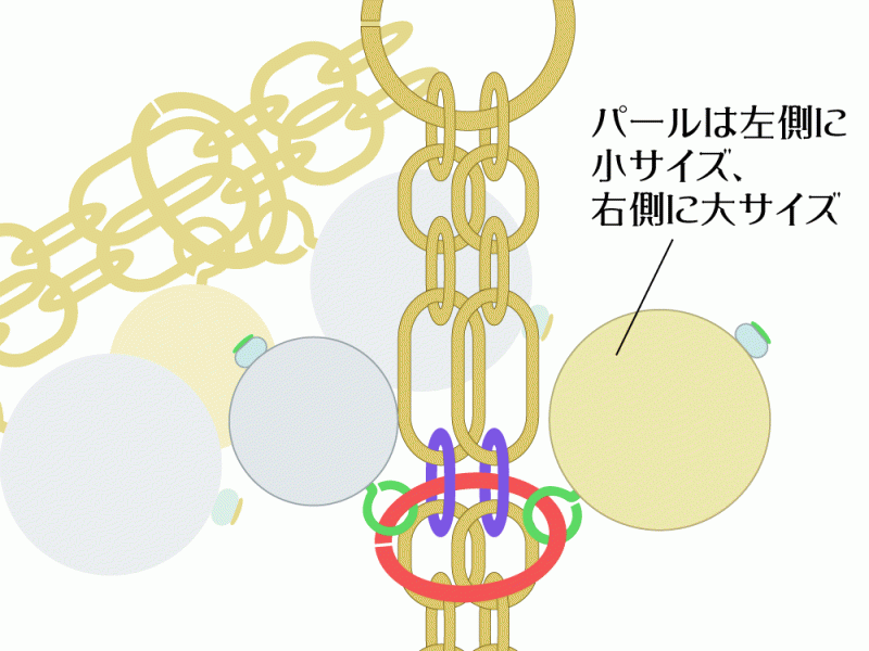 4連チェーンとエアパールの軽量ボリュームブレスレット