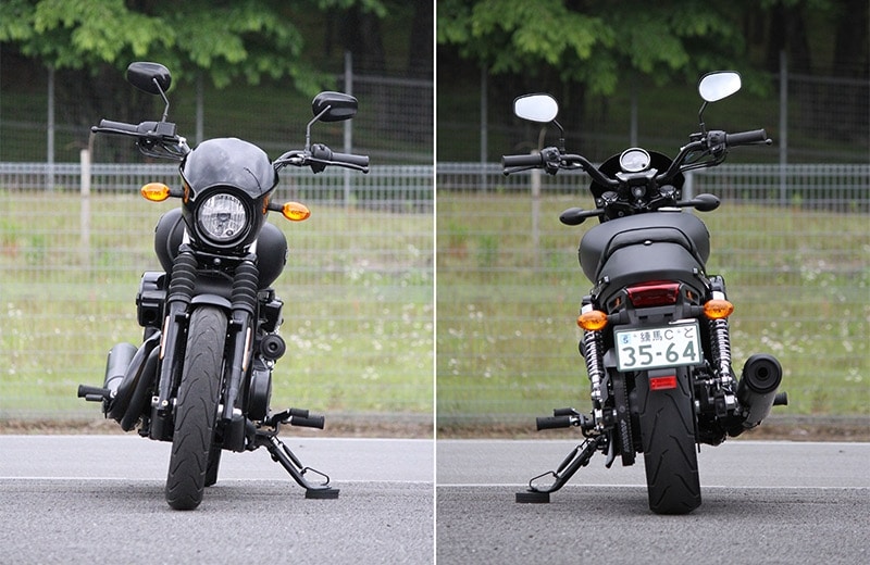 ストリート750のフロントビュー/リアビュー