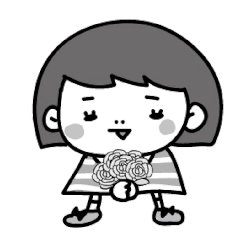 女の子　父の日　イラスト　白黒　かわいい