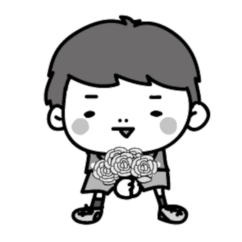 男の子　父の日　イラスト　白黒　かわいい