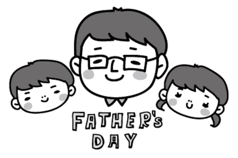 お父さんとこども　父の日　イラスト　白黒　かわいい