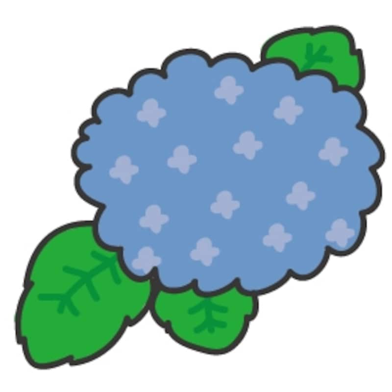 あじさい　梅雨　イラスト　カラー　かわいい