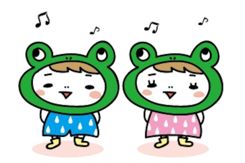 子ども　梅雨　イラスト　カラー　かわいい