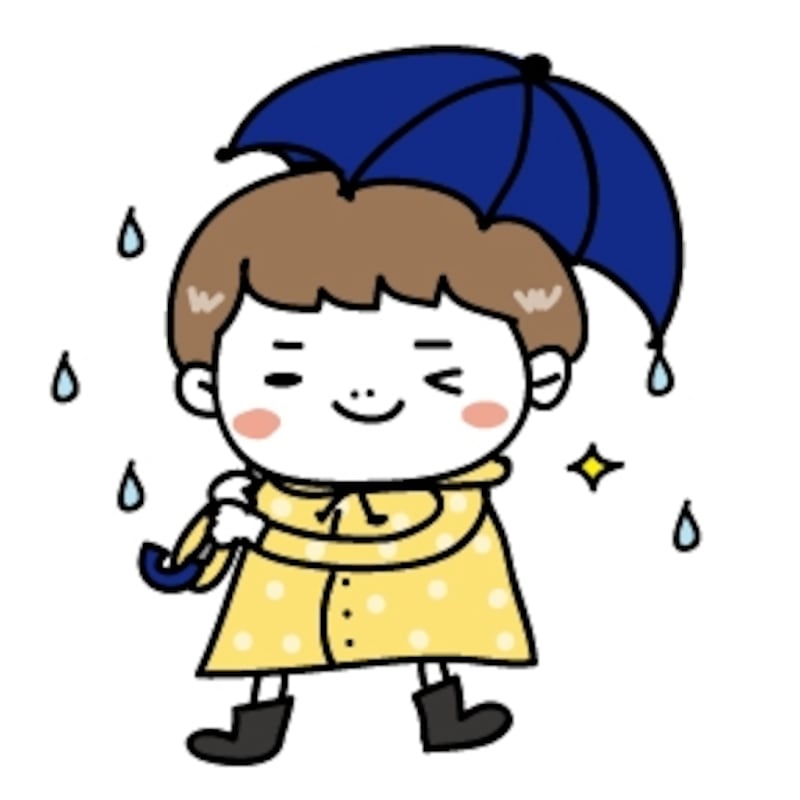 男の子　梅雨　イラスト　カラー　かわいい
