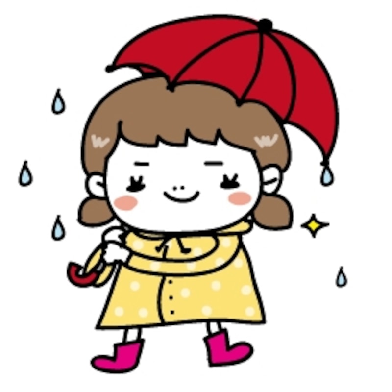 女の子　梅雨　イラスト　カラー　かわいい