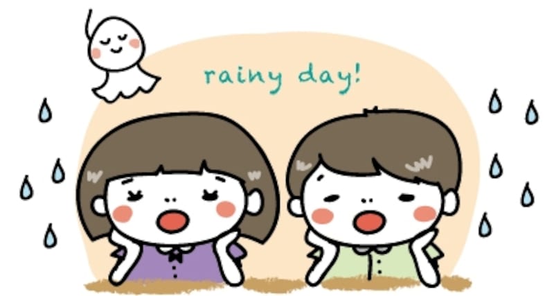 子ども　梅雨　イラスト　カラー　かわいい