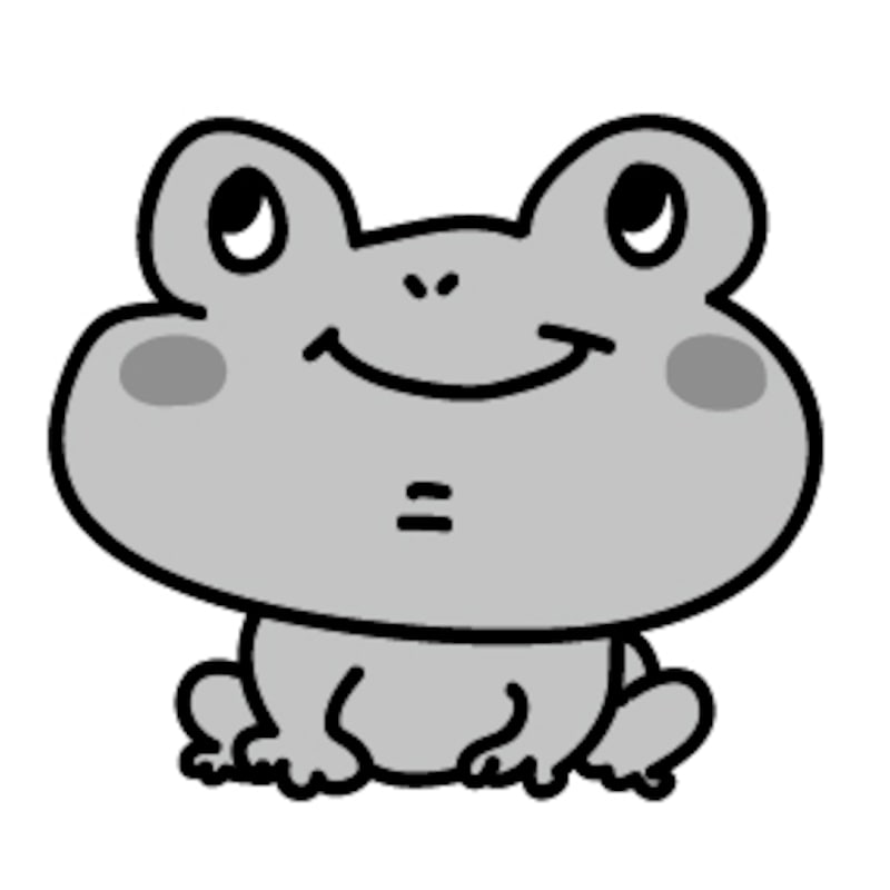 かえる　梅雨　イラスト　白黒　かわいい