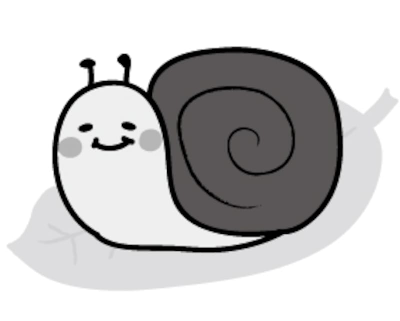 かたつむり　梅雨　イラスト　白黒　かわいい