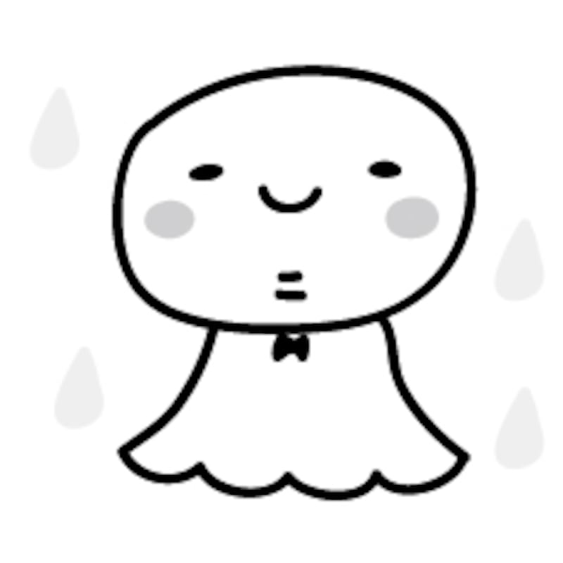 てるてる坊主　梅雨　イラスト　白黒　かわいい