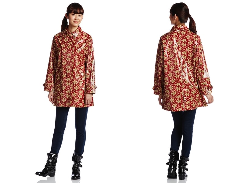 Andover Fabrics 生地使用 婦人レインコート コットンプリントラミネート 花 ステンカラーコート／MOONBAT (ムーンバット)／Amazon.co.jp