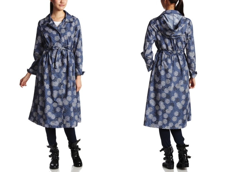 cocca ギャザー ロング丈 レインコート yuki no hana／MOONBAT(ムーンバット)／Amazon.co.jp