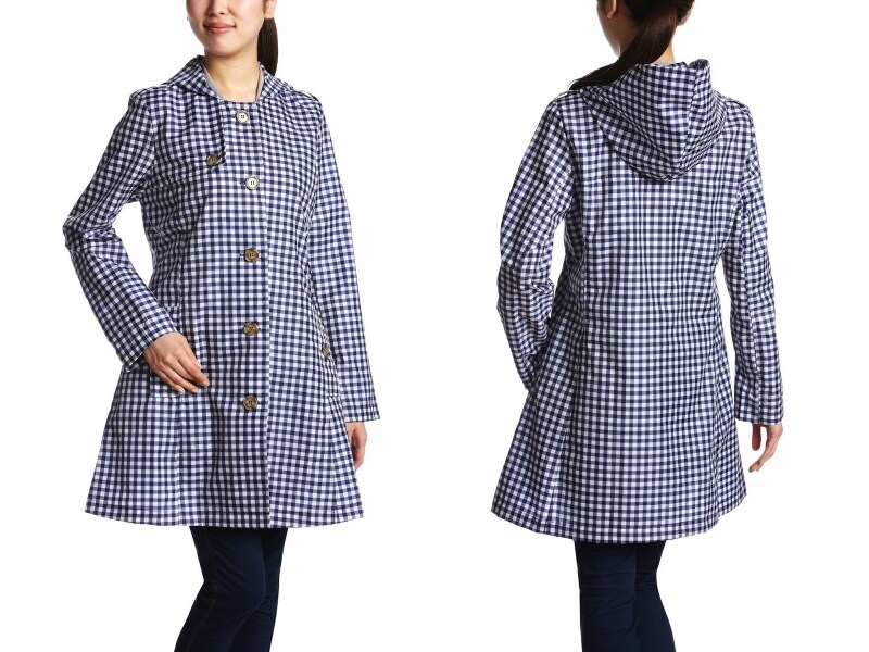 フログレット レインコート ギンガムチェック柄 パーカー付きトレンチコート／MOONBAT(ムーンバット)／Amazon.co.jp