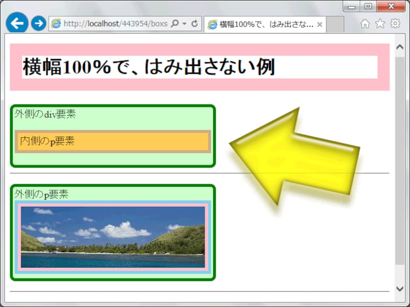 box-sizingプロパティを活用すると、はみ出すのを防げる