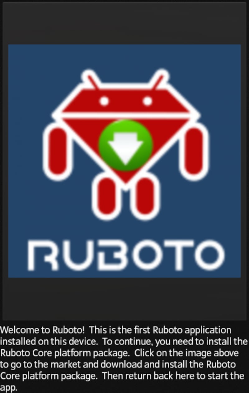 Rubotoで作成したプロジェクトのアプリを起動した直後の様子