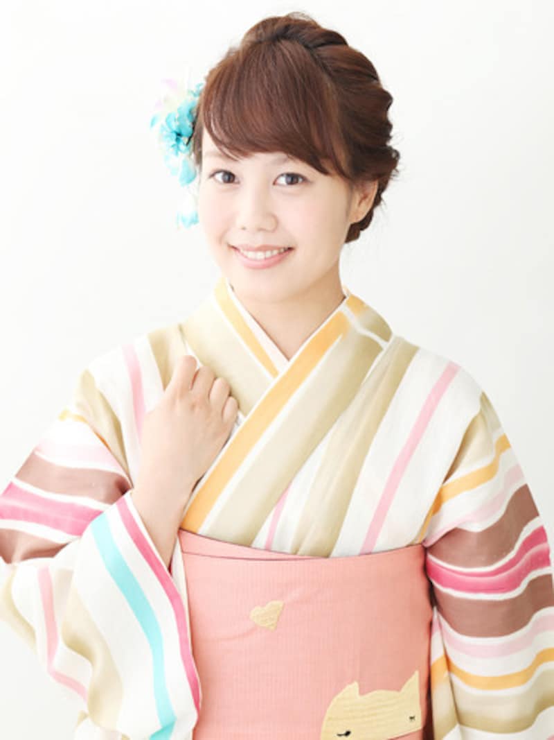 カラフルなストライプの浴衣
