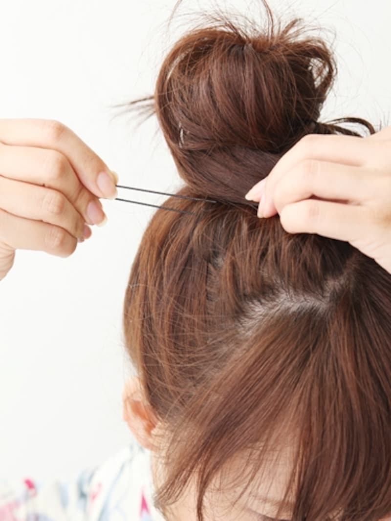 おだんごをUピンで固定