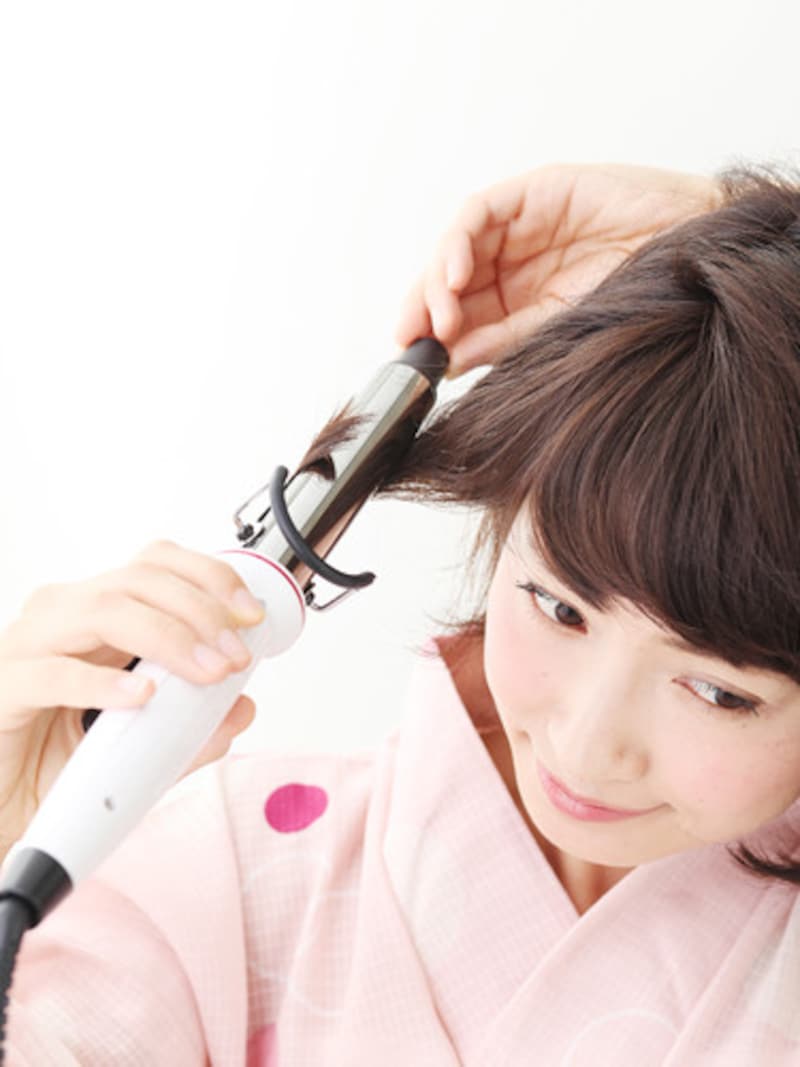 髪全体をランダムに巻く