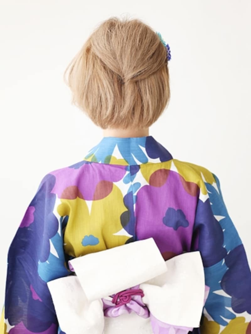 ボブ浴衣・シンプルで大人っぽい簡単アシメアレンジ