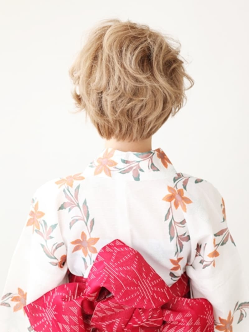 ボブ浴衣・巻くだけで超簡単なランダムカールアレンジ