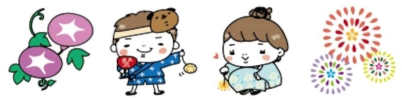花火やあさがおなど、夏らしいイラストカット