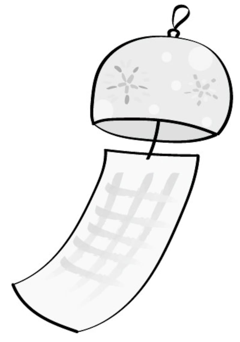 暑中見舞い イラスト 無料 フリー 風鈴 夏 暑中見舞い 白黒