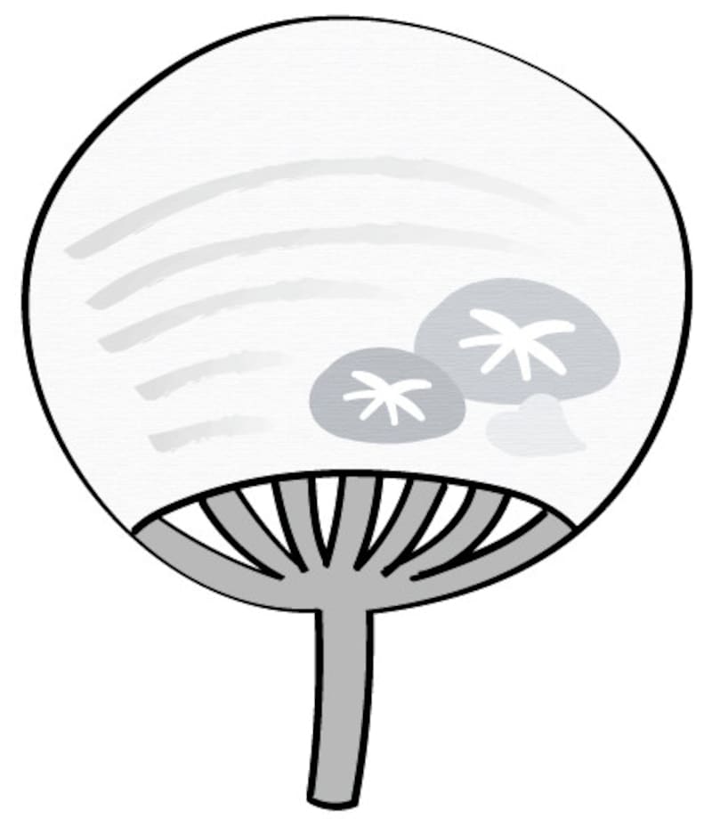 暑中見舞い イラスト 無料 フリー うちわ 夏 白黒