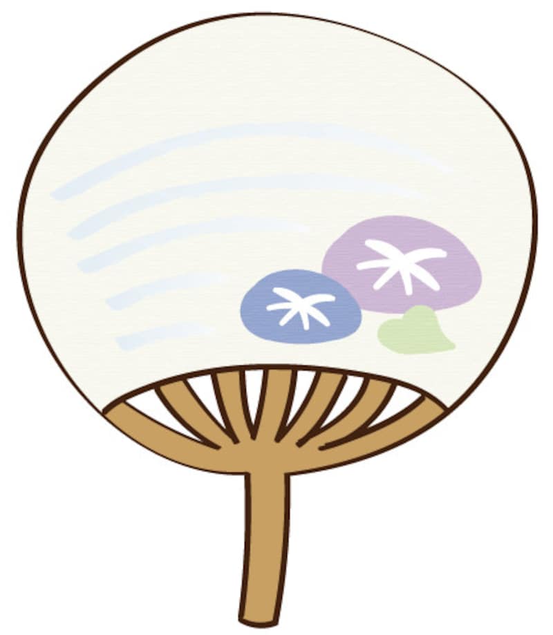 暑中見舞い イラスト 無料 フリー うちわ 夏 カラー