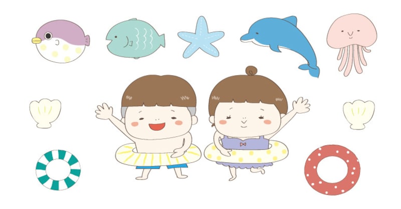 イラスト 夏 暑中見舞い 海 無料 かわいい