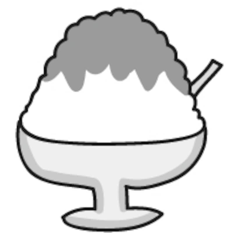 暑中見舞い イラスト 無料 フリー かき氷 白黒 かわいい